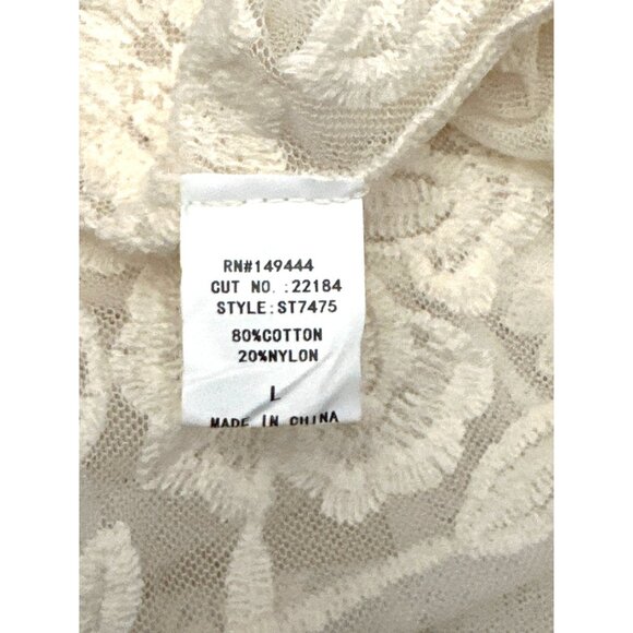 CCC Sheer Ivory Floral Embroidered Long Kimono Cardigan Cover Up Poncho Shawl OS - Picture 6 of 8